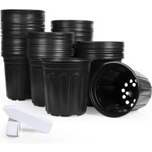 JERIA 100-Pack 1 Gallon Flexible Plant Nursery Pots with 100Pcs Plant Labels,Thickened Soft Plastic Seedling Pots,Seed Starting Pot Flower Plant Container for Succulents，Seedlings