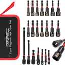 21PCS Nut Driver Set Magnetic, 1/4" Impact Drill Driver Bit Set, Metric and SAE, Impact Socket Adapters, Quick-Release Bit Holder with Storage Bag