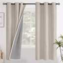 YoungsTex Oatmeal Linen Blackout Curtains for Bedroom 72 Inches Long, Full Room Darkening Window Drapes for Living Room Thermal Insulated Blinds with Grommets Heat Blocking, 2 Panels, 42 X 72 Inch