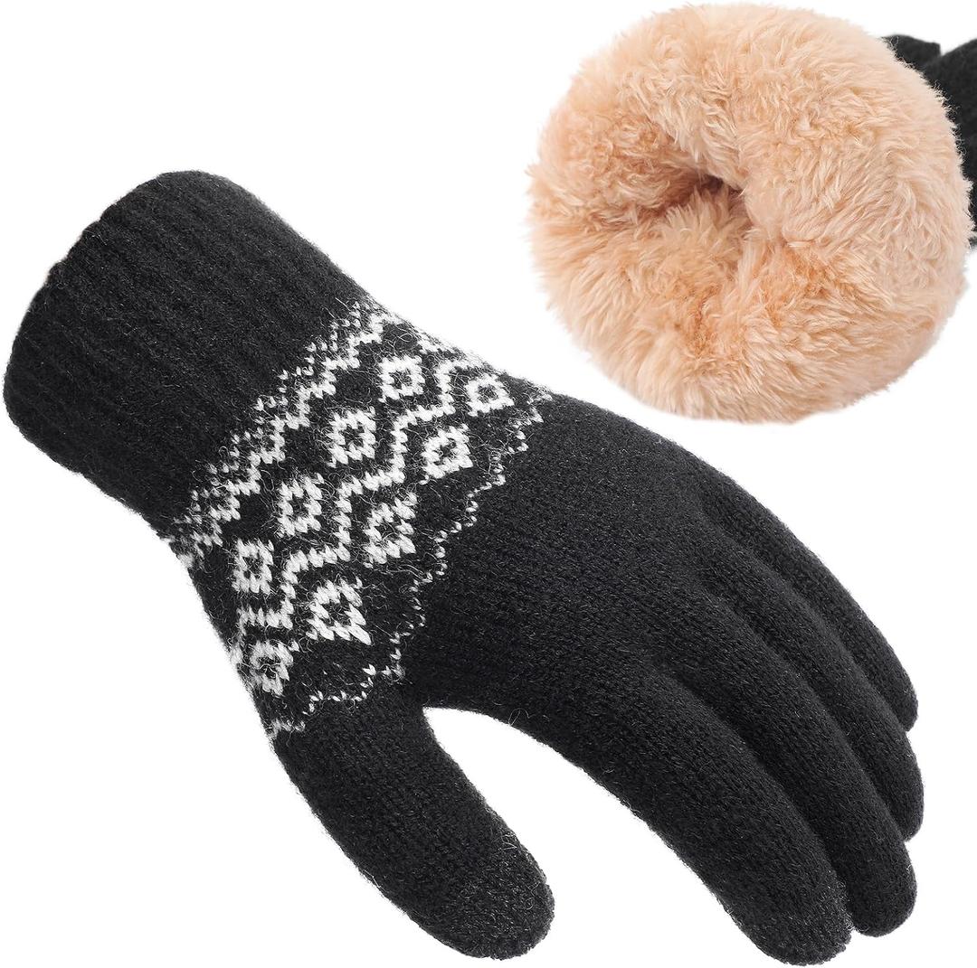 4 x Passionbility Winter Gloves for Women, Warm Soft Touch Screen Elastic Cuff Thermal Knit Lining Gloves for Cold Weather