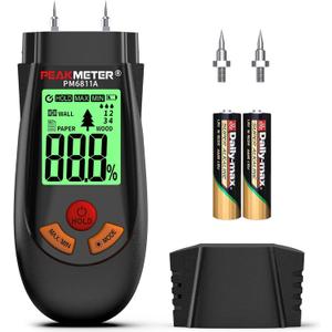 Wood Moisture Meter, with battery and LCD display, suitable for quick determination of moisture content of many types of logs, paper, plywood, plaster walls, floor coverings, etc.