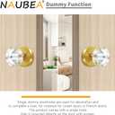 2 Pack Gold Glass Dummy Door Knob Satin Brass Crystal Dummy Door Knobs Interior, Round Modern Door Knob Brushed Gold Dummy Door Handle Interior for Hall Pantry Closet Door Knobs
