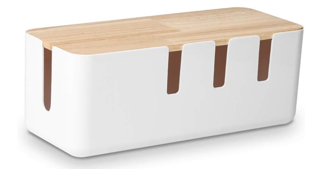 Cable Management Box Wood Lid, Wire Organizer for Desk TV Computer USB Hub System to Cover and Hide & Power Strips & Cords
