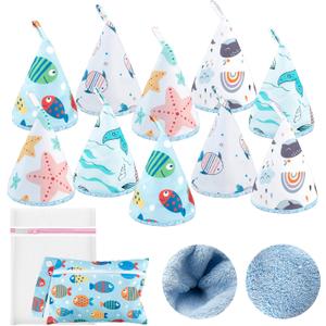10 Pcs Coral Velvet Peepeeteepe Baby Boy with Storage Bag & Laundry Bag, Strong Water Absorption Pee Peep Teepee for Baby Boy, Reusable Pee Covers for New Parents Gift
