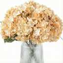 2Bouquets Artificial Fake Flowers Plants Silk Hydrangea Arrangements Wedding Bouquets Decorations Plastic Floral Home Kitchen Garden Party Festival Bar DIY (Cream,5 Flower Heads)