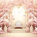 7x5ft Pink Floral Wall Backdrop Girls Rose Bridal Shower Palace Wedding Anniversary Flowers Baby Shower Party Decorations Photography Background Photo Shoot Props