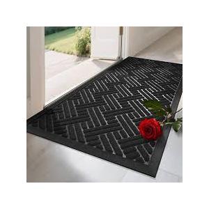BEHERO Front Door Mat Indoor Outdoor Entrance, 36" x 24" Welcome Mat for Entryway, Stain and Fade Resistant, Heavy Duty Absorbent Door Mat, Non Slip Door Mats Outside, Entry Doormat, Black