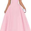 ZESICA Summer 2026 Cocktail Dresses for Women's Off Shoulder Short Sleeve Swing A Line Wedding Evening Party Midi Dress (Pink, M)