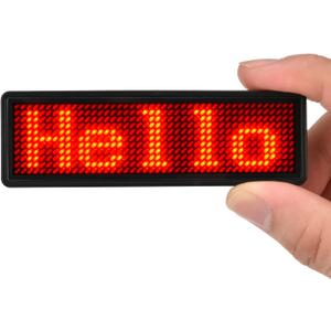 LED Name Tag, Rechargeable Wireless Bluetooth LED Name Badge Reuseable Price Tag 44x11 Pixels Digital Sign Temperature Display for Restaurant Shop Exhibition Nightclub Hotel (Red)