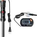 HiTauing Aquarium Heater 25W/50W/100W/200W/300W, Adjustable Knob Fish Tank Heater with Digital Thermometer, Submersible Betta/Turtle Tank Heater for Freshwater and Saltwater Tanks