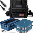 FanFanOK Electric Lunch Box Food Heater 80W Heated LunchBoxes for Adults Work/Car/Truck/Home, 1.8L Portable Food Warmer Heating Lunchbox with Insulated Lunch Bag 12V 24V 110V