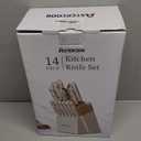 Knife Set,Astercook Kitchen Knife Set with Block 14-Piece Full Tang Stainless Steel Knives with Sharpener Dishwasher Safe and Anti-Slip Ergonomic Handle Elegant Cream White Utensils Set