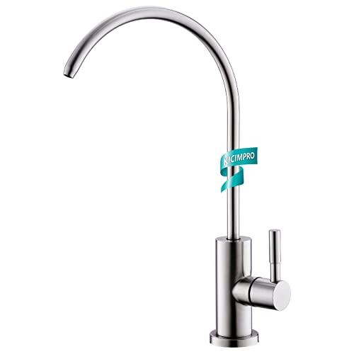 Water Filter Faucet, Kicimpro Drinking Water Faucet Fits Most Reverse Osmosis and Water Filtration System for Kitchen Bar Sink Faucet in Non-Air Gap SUS304 Stainless Modern Brushed Nickel Lead-Free