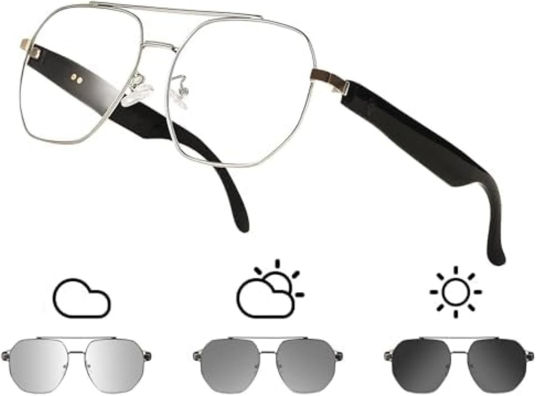 Smart Glasses with Bluetooth 5.4 Polarized Reading Sunglasses Photochromic Lens Bluetooth with Touch Voice Control