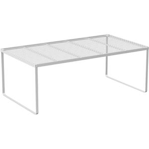 Kitchen Cabinet Storage Shelf Stackable Wire Spice Rack Organizer Heavy Duty Space Saver for Bathroom Bedroom Closet Laundry Room Office Countertop - White, Pack 1
