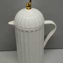 WOLFF 1 Liter White Bird Thermal Coffee Carafe, Plastic Exterior with Glass Lining Insulated Beverage Dispenser for Hot and Cold Drinks, Thermos Bottle for Tea, Water Pitcher - White, 34floz/1L