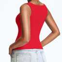 Avidlove Womens Built in Bra Tank Tops Double Lined U Neck Strechy Basic Summer Trendy Going Out Top (Red, S)
