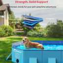 Peteast Foldable Dog Pool - Extra Large 71" x 39" x 12" Hard Plastic Portable Pet Bath Tub with Non-Slip & Reinforced Stability, Collapsible Design for Indoor Outdoor Backyard Use (Blue)