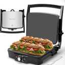 Baker's Friend Panini Press Electric Griddle, Panini Grill Press Sandwich Maker Press, Grilled Cheese Maker, Sandwich Electrical, Browning Control, Non Stick Surfaces, 4-Slices, Stainless Steel