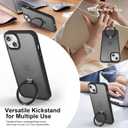 Magnetic for iPhone 15 Case with Invisible Stand, [10 FT Drop Protection] [Velvety Touch] Slim Translucent Matte Back Shockproof Phone Case for iPhone 15 6.1'', Space Black