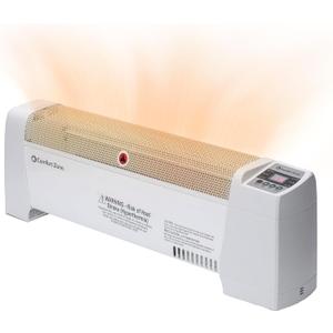 Comfort Zone 1500W Baseboard Heater for Indoor Use, Digital Adjustable Thermostat, 2 Heat Settings, 12H Timer, Dent-Proof Ends, Portable Electric Heater with Overheat & Tip-Over Protection, White