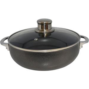 IMUSA 3.2qt Charcoal Aluminum Nonstick Caldero with Glass Lid, Black