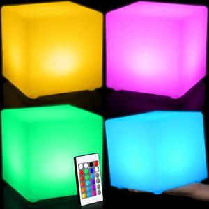 Frienda 4 Pcs Light up Cubes Cool Cosmic Cube Lights 16 Colors LED Mood Lamp Waterproof LED Light Cube for Nursery Home Patio Party Decor (6 Inch)