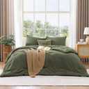 WRENSONGE Queen Comforter Set - 3 Pieces Prewashed Olive Green Comforter Soft Lightweight for All Seasons,Down Alternative Comforters Queen Size with 2 Pillow Shams