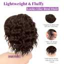 Isaic Ponytail Extension 8 Inch Short Wavy Curly Ponytails Drawstring Ponytail for Black Women Dark Brown Pony Tails Hair Extensions Synthetic Hairpiece for Daily Use