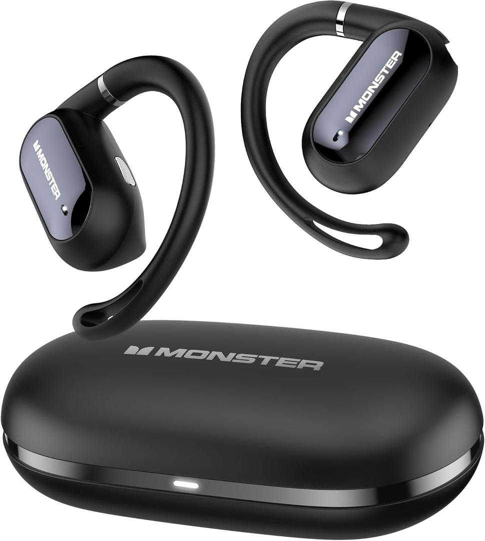 Monster Open Ear AC322, Bluetooth 5.4 Headset, 36H Battery Life, IPX5 Waterproof, Clear Communication, Ergonomic Design, Ear Angle Adjustable, Not Easy to Fall Off Wireless Bluetooth Headset.