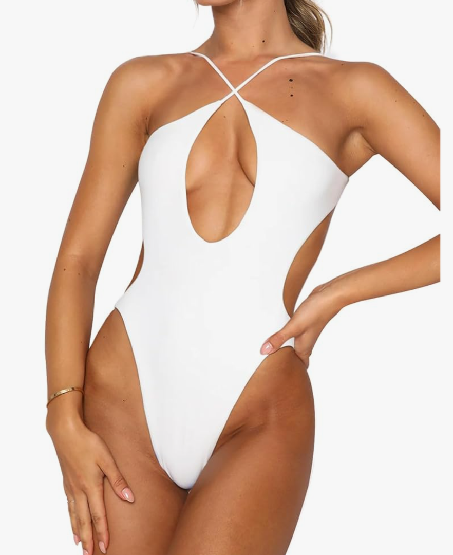 Sexy One Piece Swimsuit for Women Criss Cross Halter Neck Swimwear Cut Out Bathing Suit Thong 1 Piece Swimsuit Small
