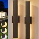 EDISHINE 2 Pack LED Outdoor Wall Lights Dimmable, 15.7" Rectangular Modern Exterior Wall Light, 3CCT, Iron & PC, IP65 Waterproof Outdoor Wall Sconce for Patio, Corridor, Oil Rubbed Bronze
