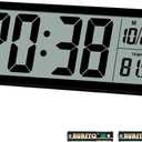 Digital LCD Wall Clock Easy to Set, 8.5 Inch LCD Screen with Time/Date/Temperature Display,Simple Digital Desk Clock with 12/24H for Bedroom Living Room Office Dcor (Black)