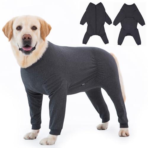 Yeapeeto Dog Onesie Surgery Recovery Suit for Large Medium Bodysuit Dogs Pajamas PJS Full Body for Shedding, Prevent Licking, Wound Protection, Cone Alternative(3XL,Dark Grey)