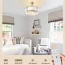 SYDACG 20" Caged Ceiling Fans with Lights, Silver Fandelier Ceiling Fan with Light, Boho Chandelier Fan Remote Control, 6 Speeds for Bedroom, Nursery, Living Room