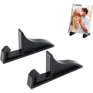 Semetall 2 Pack Multifunction Plastic Display Stand Plate Holder,Small Picture Frame Holder (Black)