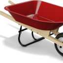 Kids Wheelbarrow Set with Gardening Tools Outdoor Backyard Garden Play for Toddlers Boys Girls 3-8, with Shovel, Rake, Leaf Rake, Easter Birthday Gifts (Wheelbarrow Red Color)