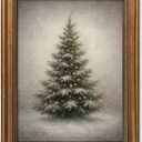 Gold Framed Vintage Christmas Tree Canvas Wall Art Farmhouse Rustic Pine Tree Winter Print Botanical Holiday Decor for Living Room Bedroom Entryway (Vintage Christmas Tree, 16L" x 12W")