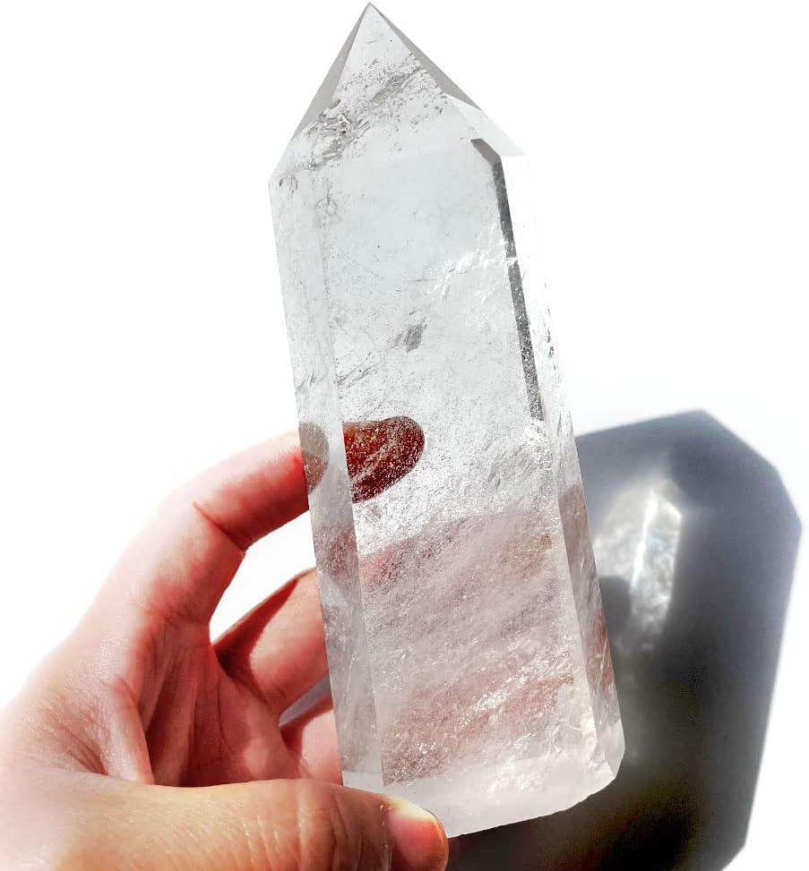 Big Natural Crystal Large Clear Quartz Point Lemurian Seed Crystal Healing Obelisk Home Decor (5-6inch)