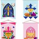 Qyeahkj 4 Sets First Communion Banner Kit for Boys Girls DIY Felt 1st Holy Communion Decorations Holy Communion Grapes Flag Crafts Church Sunday School Crafts Supplies Accessories Pew Decoration