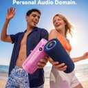 BassBloom Roar 3 Portable Bluetooth Speaker,20W Powerful Sound with JIKE Bass,IPX6 Waterproof,24H Playtime,Bluetooth 5.4,RGB Lights,Wireless TWS Pairing,Outdoor for Camping and Beach (Pink)