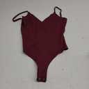 REORIA Womens Sexy Trendy Open Back V Neck Spaghetti Strap Backless Trendy Cami Bodysuit Tops (Large, Burgundy)