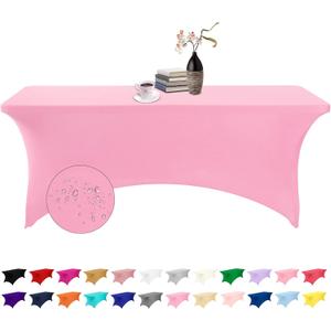 Spandex 6ft Waterproof Table Cover for Party,Wedding, Banquet, and Events(Pink) (72" x 30" (Rectangular))