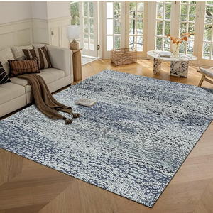 RUGSURE Washable Area Rug - 1/6 Thick - Stain & Water Resistant Non-Slip - Resistant Rug for Living Room, Bedroom, Nursery, Pet & Child Friendly, Vintage Charm Area Rugs (Grey+LightTeal, 3' x 5 ')