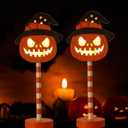 Halloween Decorations, 2pcs Lighted Pumpkin Jack-o'-Lantern, Indoor Outdoor Standing Decorative Light Up Pumpkins Lights, Battery Operated, Halloween Decor for Table Mantle Centerpiece Front Door