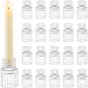 Romadedi Glass Candle Holder for Candlestick - 20 Pcs Clear Small Tapered Candle Holder Wedding Decor Table Centerpiece Bulk for Candle Sticks Christmas Party Living Room Dinner Advent