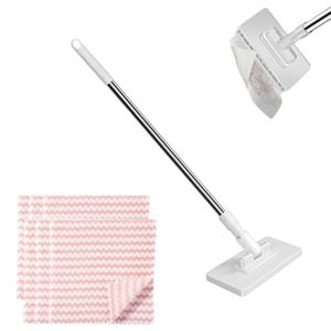 Gpbrnh Snap Grip Mini Mop Set, Zero Touch Mops with Hands-Free Cloth Change, 180° Rotating Head Mini Mops for Small Spaces, Kitchen Bathroom Tile Cleaning, Includes 1 Mop + 6 Reusable Cloths