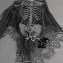 Halloween Skeleton Poncho for Women, Lace Skeleton Cape Shawl with Bat Mask, Halloween Costume for Women
