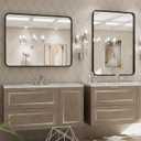 LOAAO 24X32 Inch Black Metal Framed Bathroom Mirror for Wall, Matte Black Bathroom Vanity Mirror Farmhouse, Large Rounded Rectangle Mirror, Anti-Rust, Hangs Horizontally or Vertically