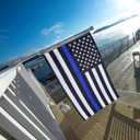 AZCOVER Embroidered Stars Thin Blue Line Flag, 3x5 FT Police Flags for Outdoor, Heavy Duty Back The Blue Banner Lives Matter with 2 Brass Grommets All Weather Lasting